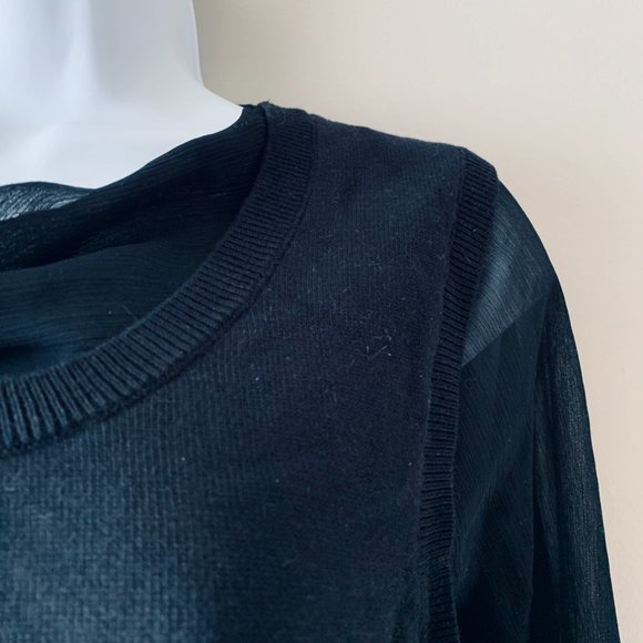 🇺🇸 ANNE KLEIN black sweater with chiffon bow size M - Picture 14 of 16